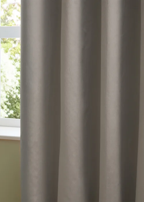 Furn The Ultimate Velvet Blackout Eyelet Curtain Pair Silver - 46W X 54D (117x137cm Image 4