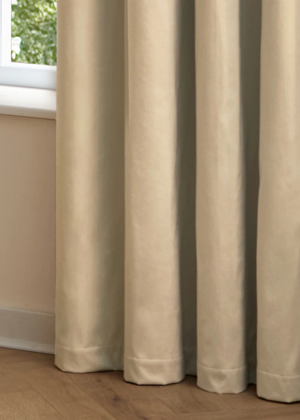 Furn The Ultimate Velvet Blackout Eyelet Curtain Pair Natural - 46W X 54D (117x137cm Image 6
