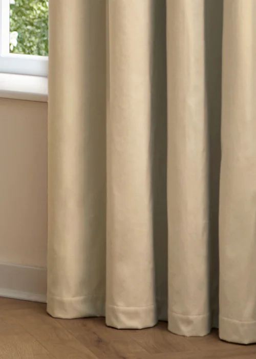 Furn The Ultimate Velvet Blackout Eyelet Curtain Pair Natural - 46W X 54D (117x137cm Image 6
