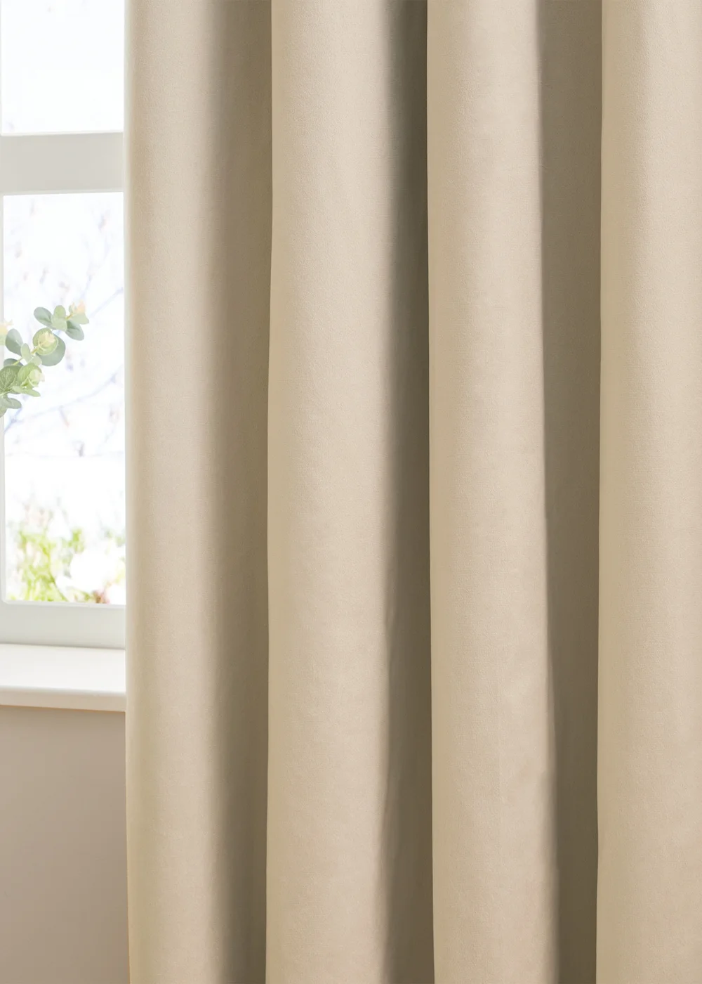 Furn The Ultimate Velvet Blackout Eyelet Curtain Pair Natural - 46W X 54D (117x137cm Image 4