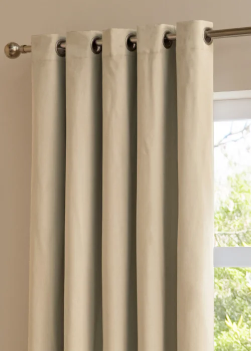 Furn The Ultimate Velvet Blackout Eyelet Curtain Pair Natural - 46W X 54D (117x137cm Image 5