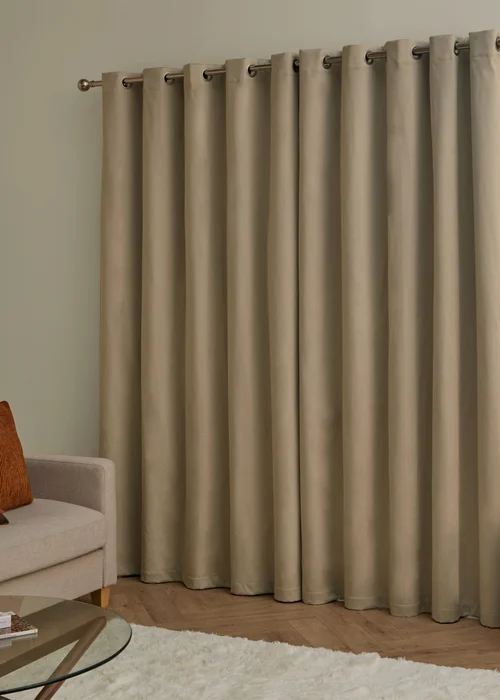 Furn The Ultimate Velvet Blackout Eyelet Curtain Pair Mocha - 46W X 54D (117x137cm Image 3