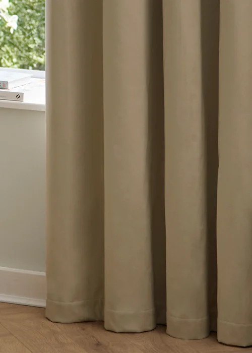 Furn The Ultimate Velvet Blackout Eyelet Curtain Pair Mocha - 46W X 54D (117x137cm Image 6