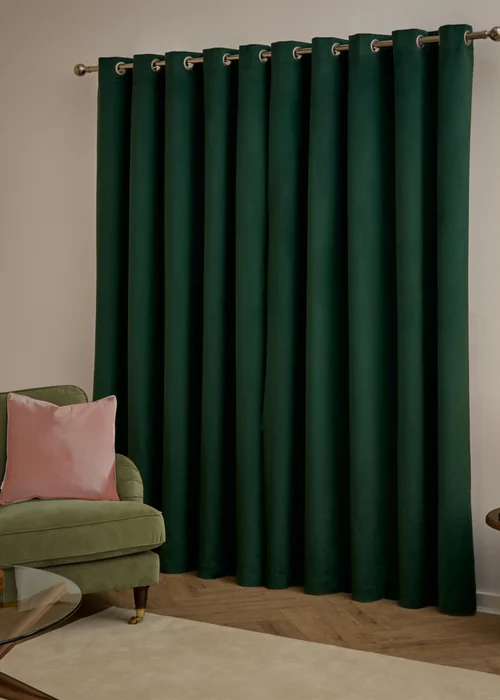 Furn The Ultimate Velvet Blackout Eyelet Curtain Pair Emerald - 46W X 54D (117x137cm Image 3