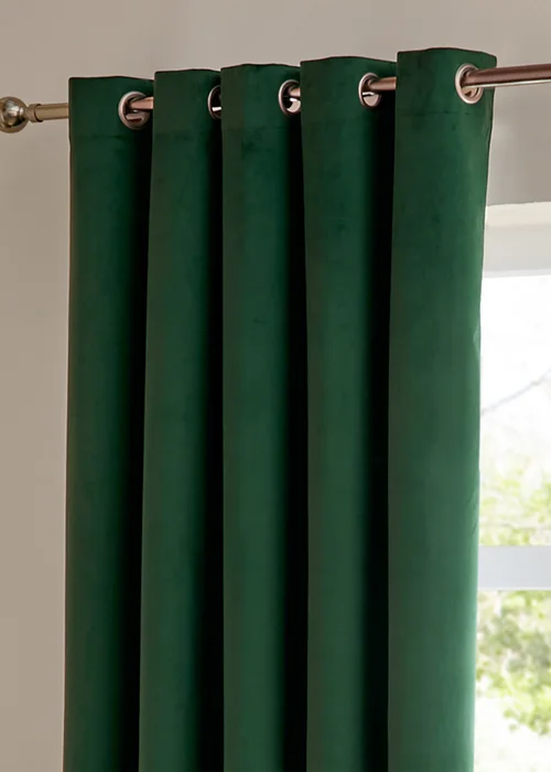 Furn The Ultimate Velvet Blackout Eyelet Curtain Pair Emerald - 46W X 54D (117x137cm Image 5