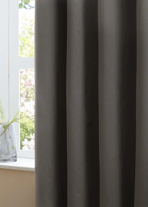 Furn The Ultimate Velvet Blackout Pencil Pleat Curtain Pair Charcoal - 46W X 54D (117x137cm Image 4