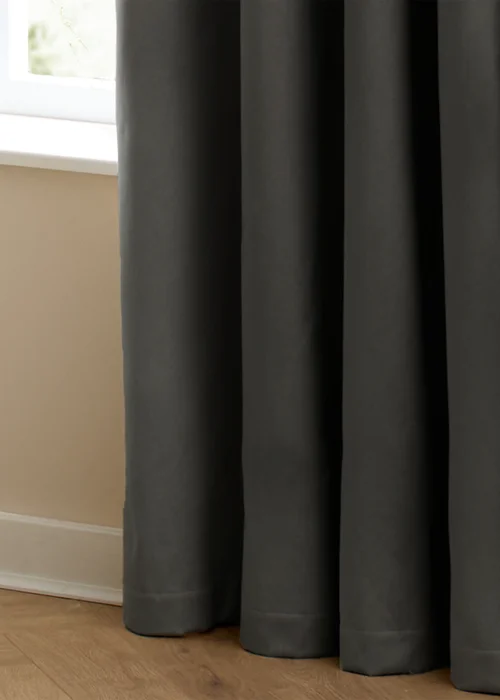 Furn The Ultimate Velvet Blackout Pencil Pleat Curtain Pair Charcoal - 46W X 54D (117x137cm Image 6