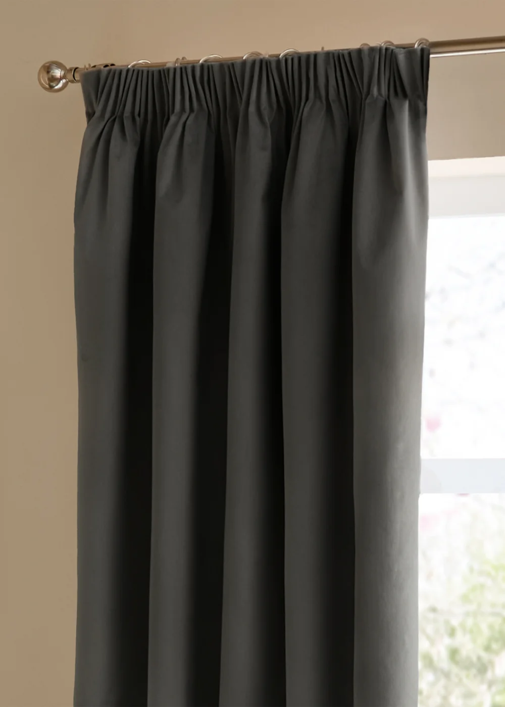 Furn The Ultimate Velvet Blackout Pencil Pleat Curtain Pair Charcoal - 46W X 54D (117x137cm Image 5