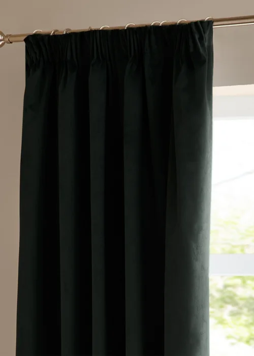 Furn The Ultimate Velvet Blackout Pencil Pleat Curtain Pair Black - 46W X 54D (117x137cm Image 5