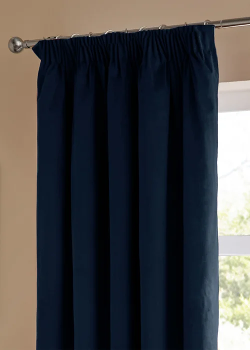 Furn The Ultimate Velvet Blackout Pencil Pleat Curtain Pair Royal - 46W X 54D (117x137cm Image 5