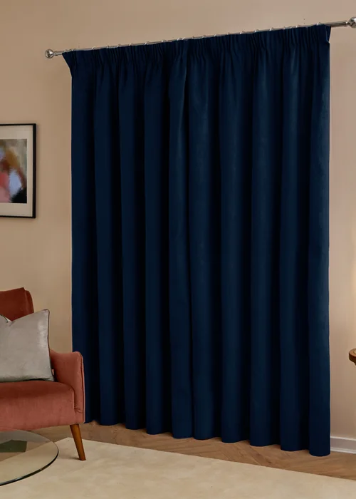 Furn The Ultimate Velvet Blackout Pencil Pleat Curtain Pair Royal - 46W X 54D (117x137cm Image 3
