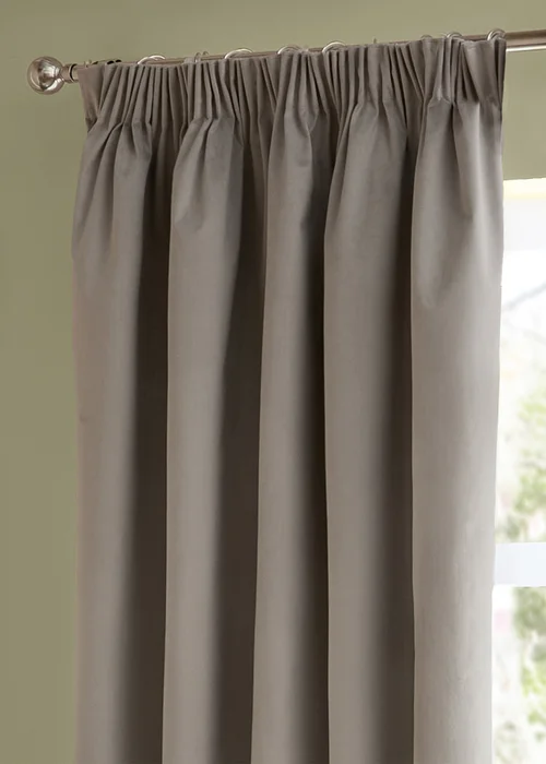 Furn The Ultimate Velvet Blackout Pencil Pleat Curtain Pair Silver - 46W X 54D (117x137cm Image 5