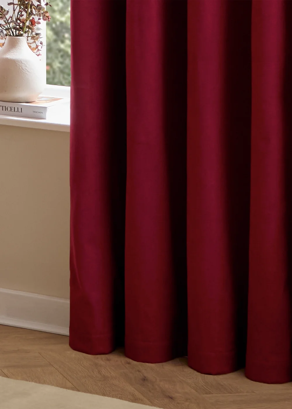 Furn The Ultimate Velvet Blackout Pencil Pleat Curtain Pair Burgundy - 46W X 54D (117x137cm Image 6