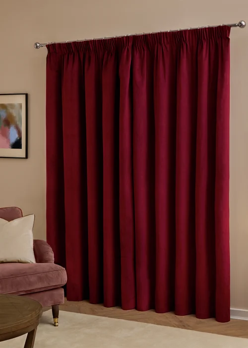 Furn The Ultimate Velvet Blackout Pencil Pleat Curtain Pair Burgundy - 46W X 54D (117x137cm Image 3