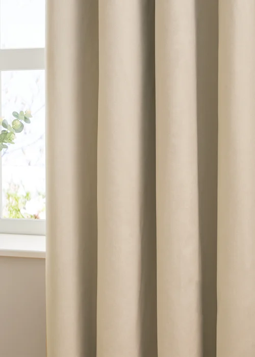 Furn The Ultimate Velvet Blackout Pencil Pleat Curtain Pair Natural - 46W X 54D (117x137cm Image 4