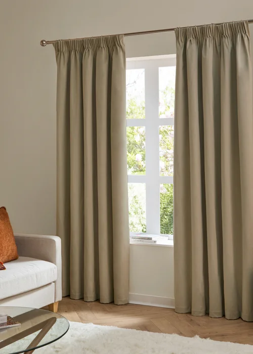 Furn The Ultimate Velvet Blackout Pencil Pleat Curtain Pair Mocha - 46W X 54D (117x137cm Image 2
