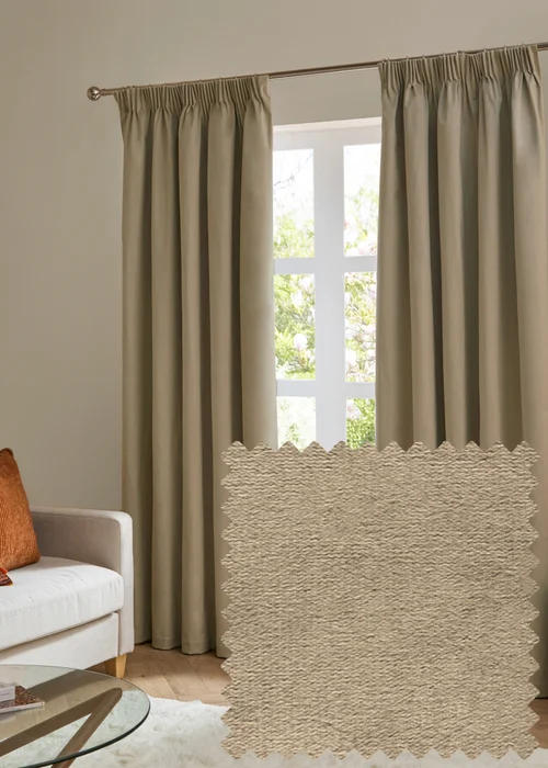 Furn The Ultimate Velvet Blackout Pencil Pleat Curtain Pair Mocha - 46W X 54D (117x137cm Image 1