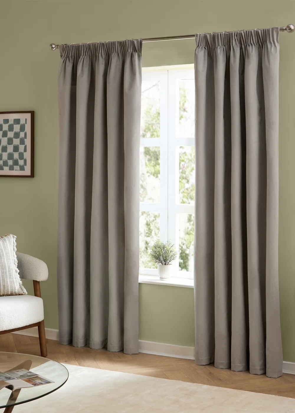 Furn The Ultimate Velvet Room Darkening Pencil Pleat Curtain Pair Silver - 46W X 54D (117x137cm Image 2