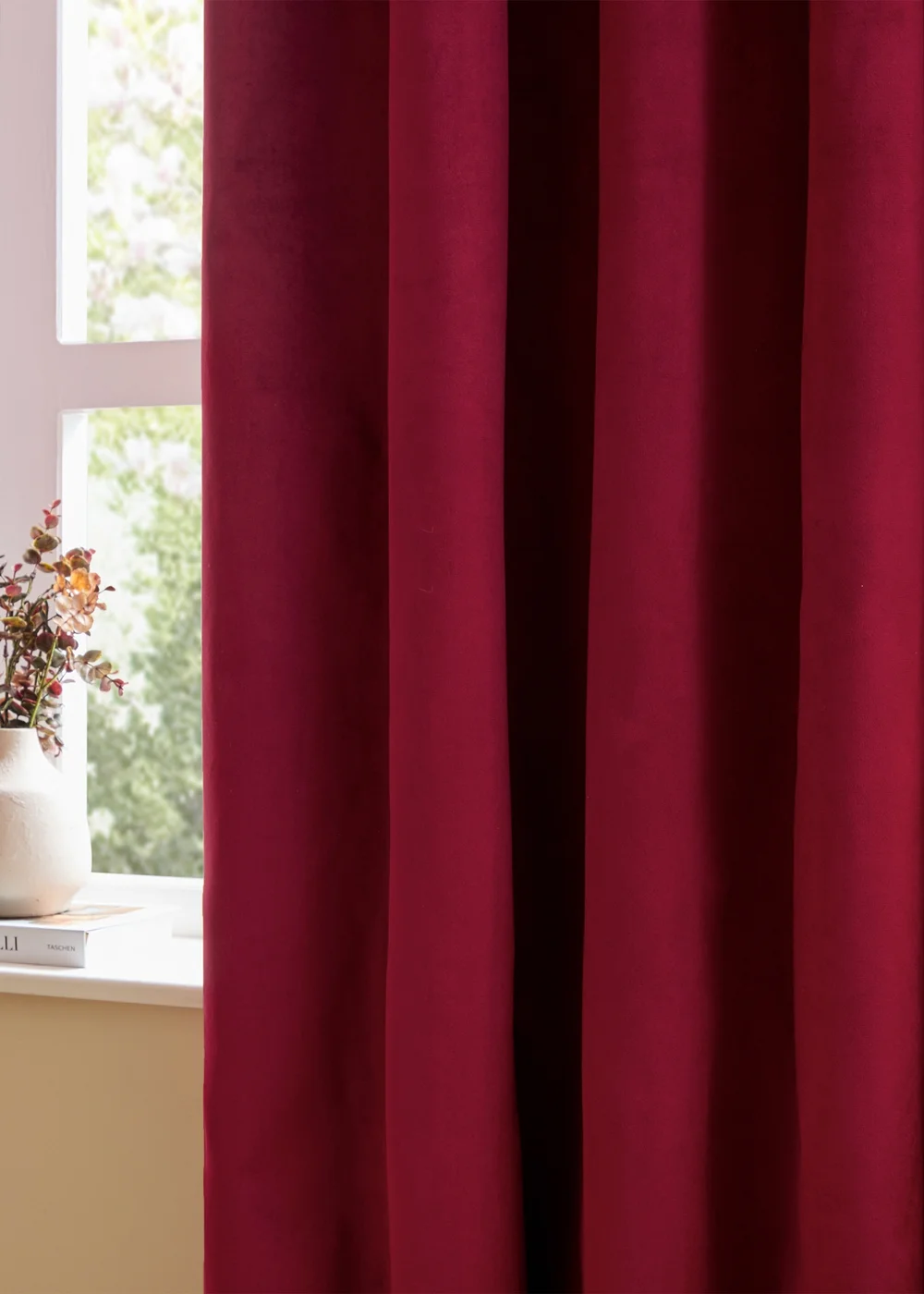 Furn The Ultimate Velvet Room Darkening Pencil Pleat Curtain Pair Burgundy - 46W X 54D (117x137cm Image 3