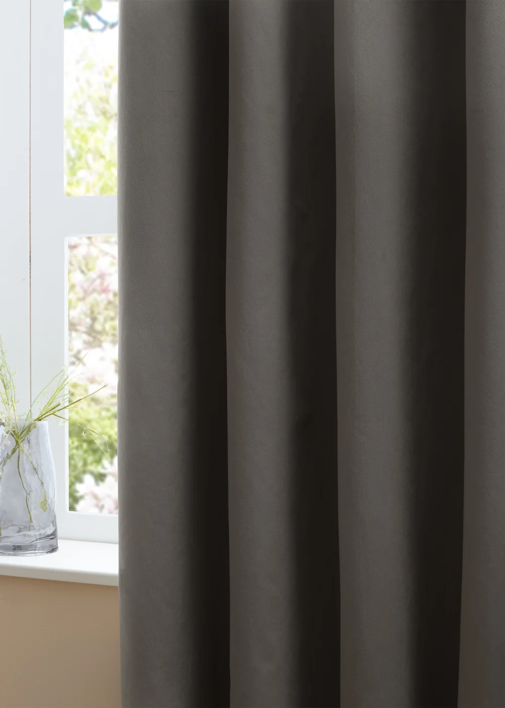 Furn The Ultimate Velvet Room Darkening Eyelet Curtain Pair Charcoal - 46W X 54D (117x137cm Image 3