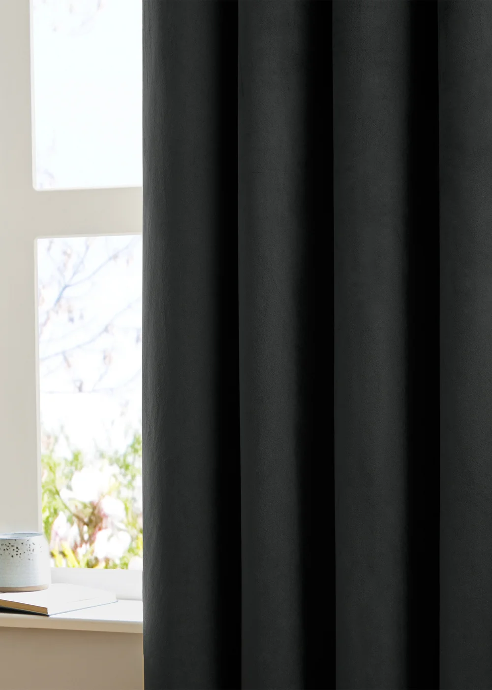 Furn The Ultimate Velvet Room Darkening Eyelet Curtain Pair Black - 46W X 54D (117x137cm Image 3