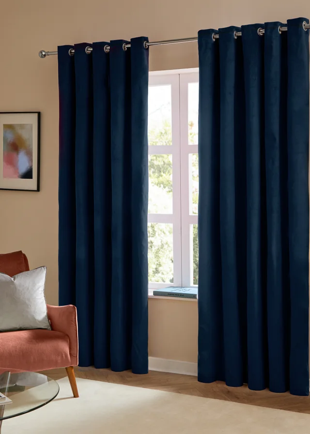 Furn The Ultimate Velvet Room Darkening Eyelet Curtain Pair Royal