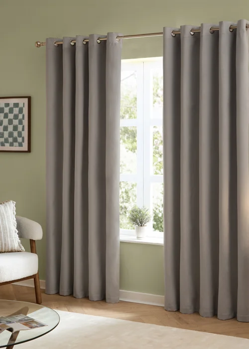 Furn The Ultimate Velvet Room Darkening Eyelet Curtain Pair Silver - 46W X 54D (117x137cm Image 2