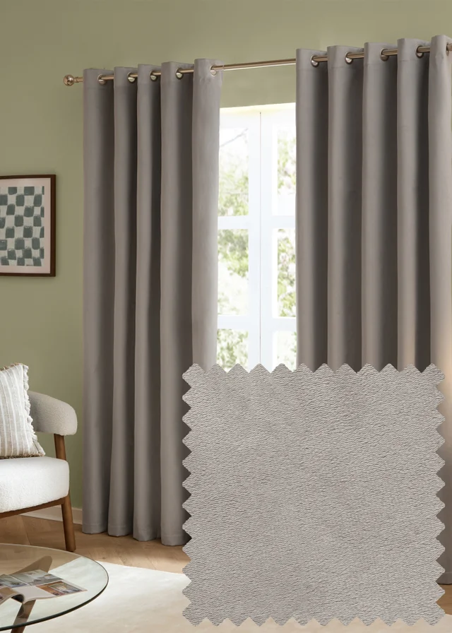 Furn The Ultimate Velvet Room Darkening Eyelet Curtain Pair Silver