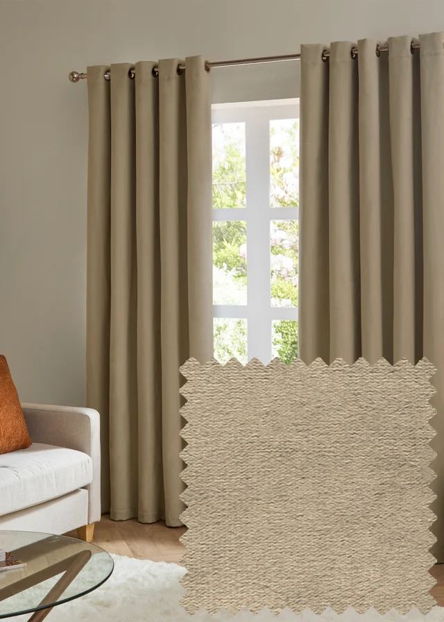 Furn The Ultimate Velvet Room Darkening Eyelet Curtain Pair Mocha