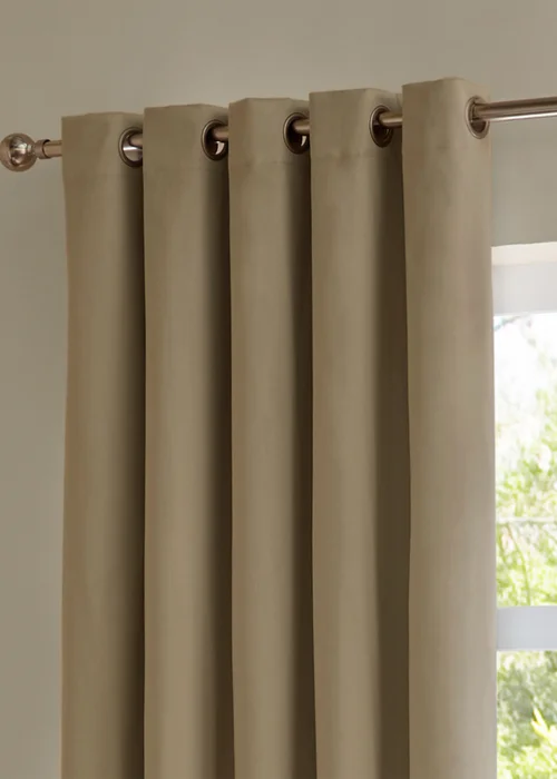 Furn The Ultimate Velvet Room Darkening Eyelet Curtain Pair Mocha - 46W X 54D (117x137cm Image 4
