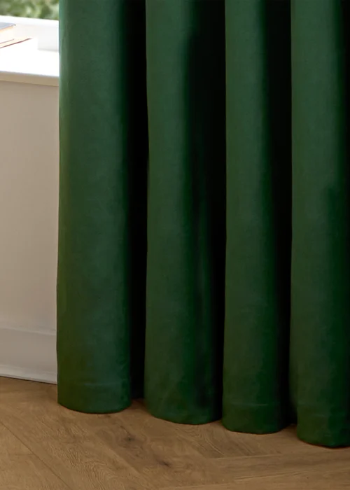 Furn The Ultimate Velvet Room Darkening Eyelet Curtain Pair Emerald - 46W X 54D (117x137cm Image 5