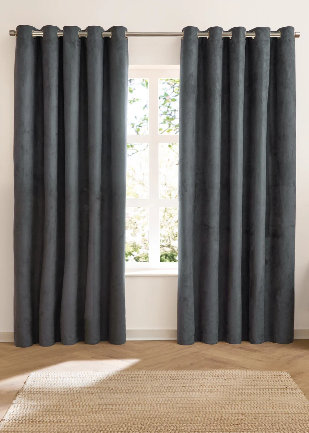 Furn Verso Reversible Suede-look Blackout Eyelet Curtain Pair Petrol - 46W X 54D (117x137cm Image 6