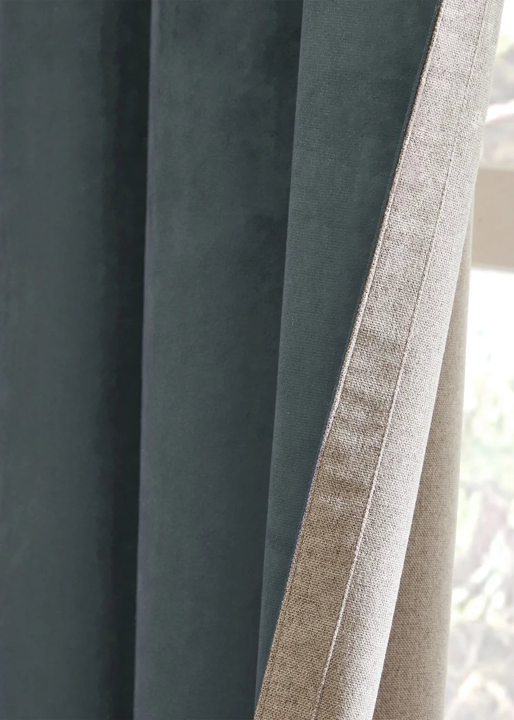 Furn Verso Reversible Suede-look Blackout Eyelet Curtain Pair Petrol - 46W X 54D (117x137cm Image 3