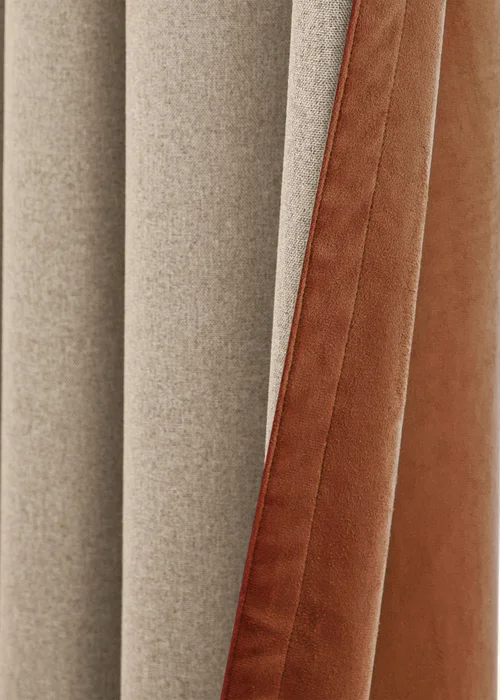 Furn Verso Reversible Suede-look Blackout Eyelet Curtain Pair Cinnamon - 46W X 54D (117x137cm Image 5