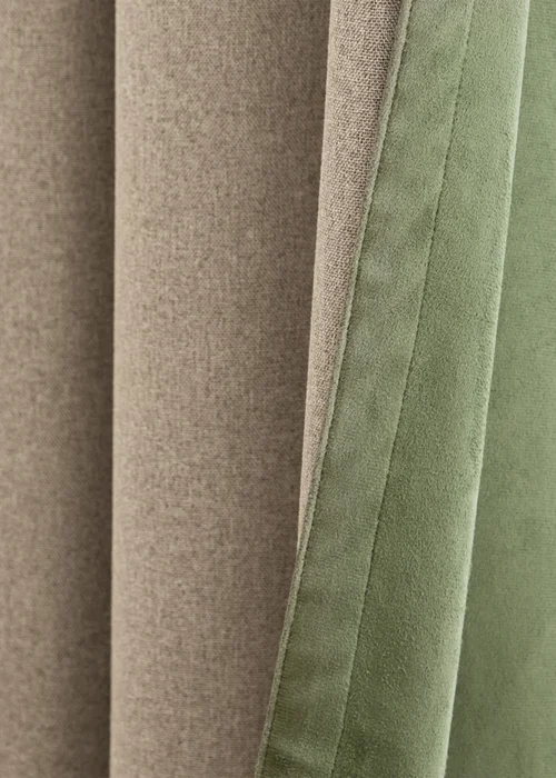 Furn Verso Reversible Suede-look Blackout Eyelet Curtain Pair Green - 46W X 54D (117x137cm Image 5