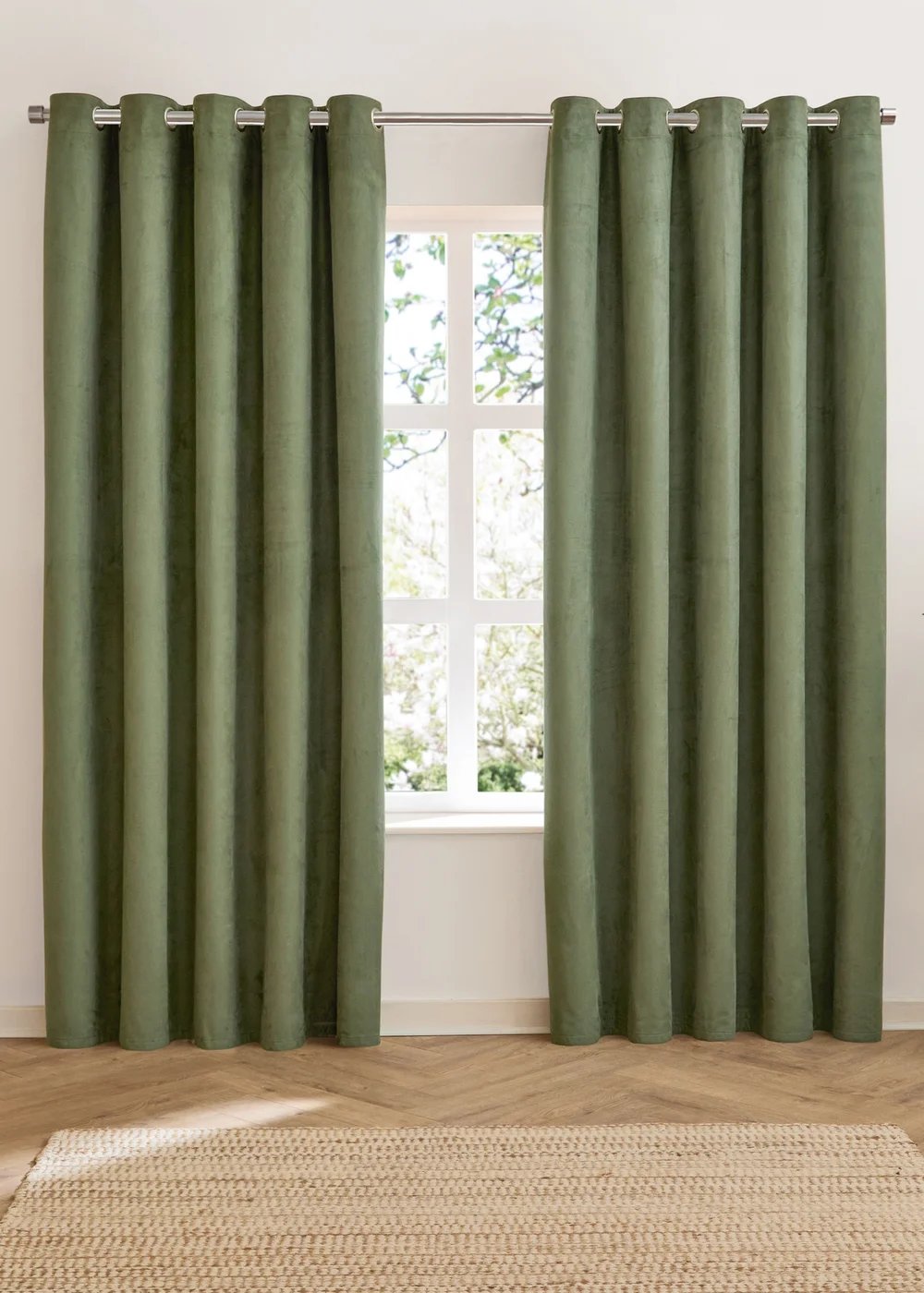 Furn Verso Reversible Suede-look Blackout Eyelet Curtain Pair Green - 46W X 54D (117x137cm Image 6