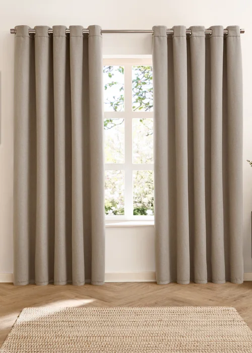 Furn Verso Reversible Suede-look Blackout Eyelet Curtain Pair Mocha - 46W X 54D (117x137cm Image 4