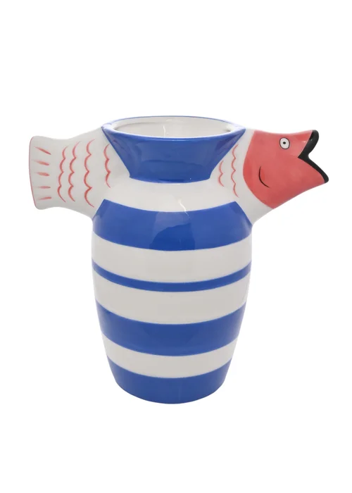 Hestia Multi-coloured Fish Striped Deco Vase - One Size Image 3
