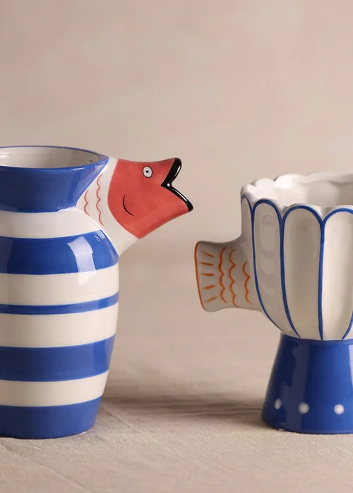 Hestia Multi-coloured Fish Striped Deco Vase - One Size Image 2