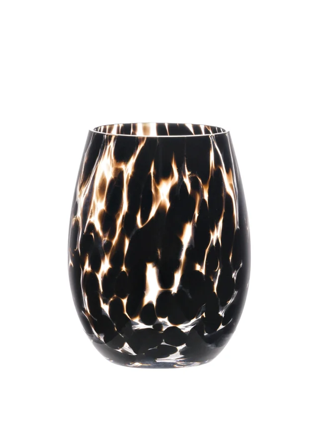 Hestia Set of 2 Dark Brown Tortoise Shell Tumbler Glasses