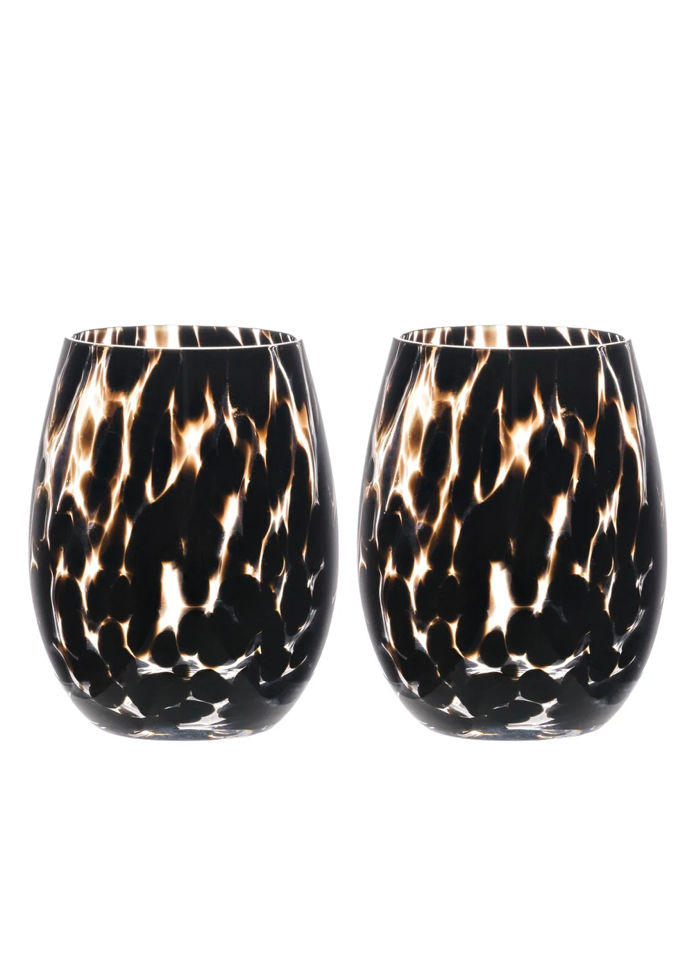 Hestia Set of 2 Dark Brown Tortoise Shell Tumbler Glasses - One Size Image 1