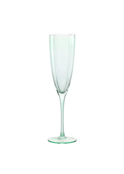 Hestia Set of 2 Scallop Champagne Glasses Green - One Size Image 2