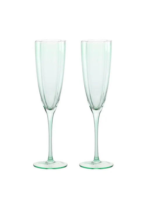 Hestia Set of 2 Scallop Champagne Glasses Green - One Size Image 1