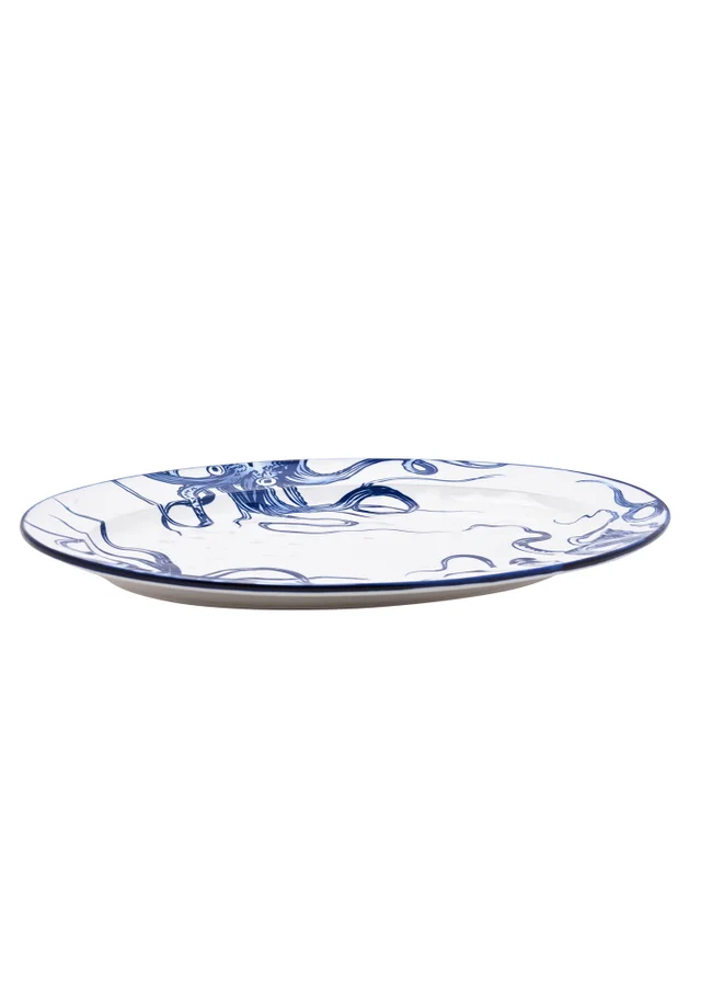 Hestia Blue Oval Plate Octopus Design