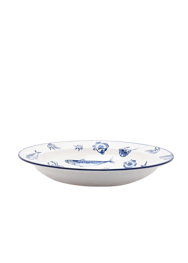 Hestia Blue Deep Bottom Plate Fish Design