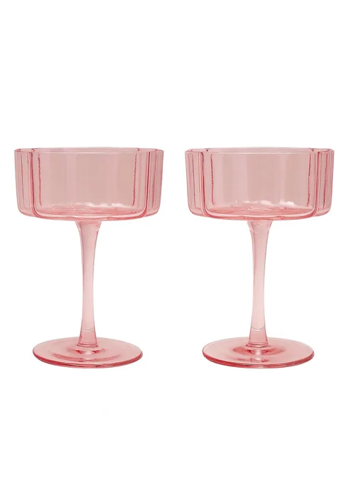Hestia Bright Pink Scalloped Martini Glasses Set of 2 - One Size Image 2