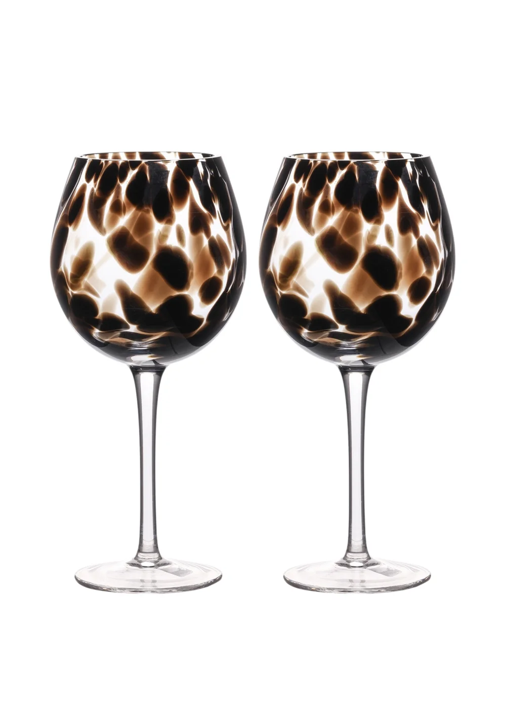 Hestia Set of 2 Dark Brown Tortoise Shell Wine Glasses - One Size Image 1