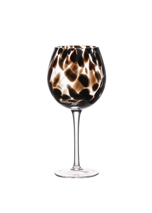 Hestia Set of 2 Dark Brown Tortoise Shell Wine Glasses - One Size Image 2