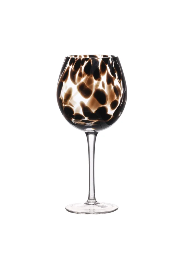 Hestia Set of 2 Dark Brown Tortoise Shell Wine Glasses