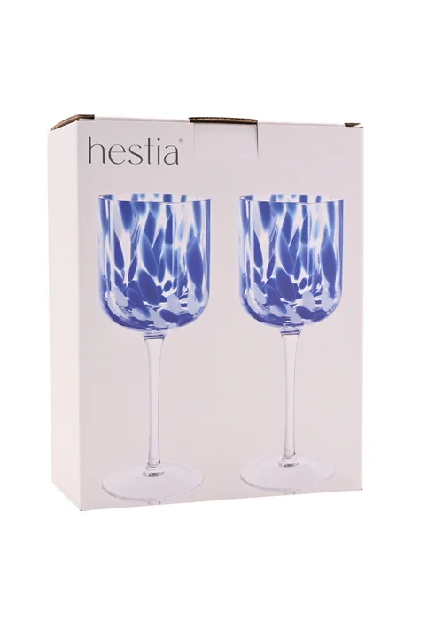 Hestia Blue Tortoise Shell Wine Glasses Set of 2 - One Size Image 5